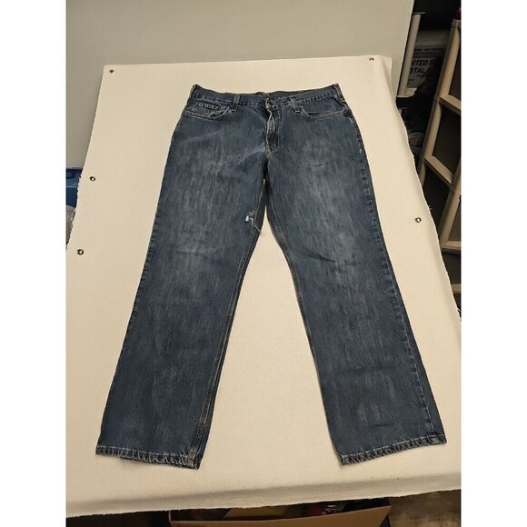 Carhartt Other - Carhartt Mens Relaxed Fit Work Jeans 100% Cotton Denim Jeans 38x32 (30) Distress